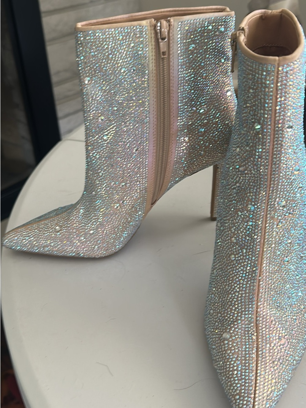 INC International Concepts Iridescent Crystal Ankle Boots - Nude - Picture 2 of 4